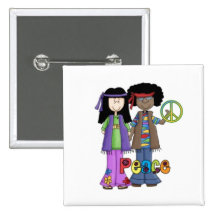 Pin retro de los niños de flor del Hippie