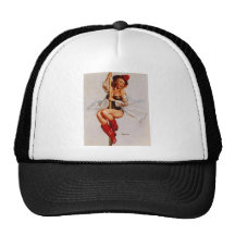 Pin retro del bombero de Gil Elvgren del vintage e Gorro