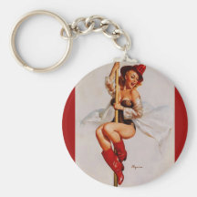 Pin retro del bombero de Gil Elvgren del vintage e Llaveros Personalizados
