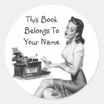 Pin retro encima del Bookplate Pegatina