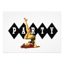 Pin retro encima del fiesta del chica invitación