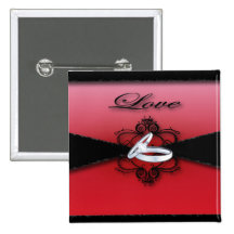 Pin rojo y negro del favor del boda
