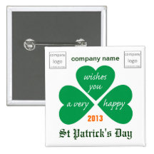 PIN ST PATRICK'S DAY TREBOL para empresas con logo Boton