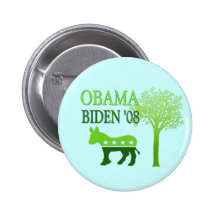 Pin verde del botón de Obama Biden '08