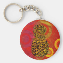 Piña de la puesta del sol llavero personalizado
