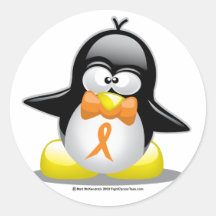 Pingüino anaranjado de la cinta etiqueta