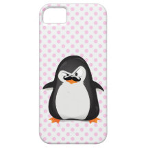 Pingüino blanco negro lindo y bigote divertido iPhone 5 Case-Mate protector