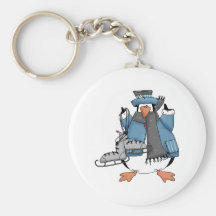 Pingüino con los patines de hielo llavero personalizado