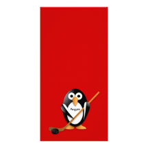 Pingüino con un palillo de hockey tarjetas fotográficas 