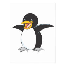 Pingüino de emperador feliz tarjeta postal