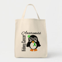 Pingüino de la conciencia del cáncer del riñón bolsa lienzo
