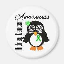 Pingüino de la conciencia del cáncer del riñón iman de nevera