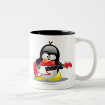 Pingüino de la guitarra eléctrica taza