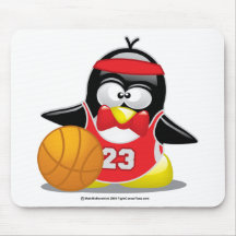 Pingüino del baloncesto alfombrilla de ratón