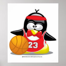 Pingüino del baloncesto poster