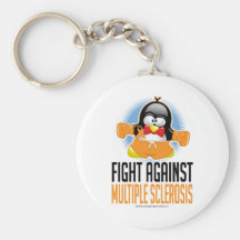 Pingüino del boxeo de la esclerosis múltiple llaveros personalizados