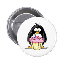 Pingüino del cumpleaños con la magdalena