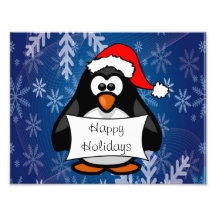 Pingüino del día de fiesta impresion fotografica
