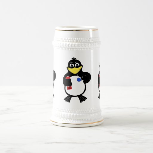 Pingüino del dibujo animado taza