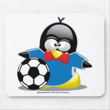 Pingüino del fútbol alfombrilla de ratones