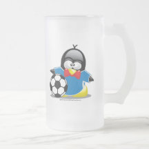 Pingüino del fútbol tazas