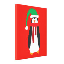 Pingüino del navidad del dibujo animado impresiones en lona