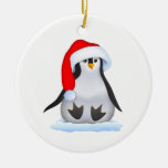 Pingüino en el gorra de Santa Ornamentos De Reyes