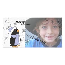Pingüino en temor tarjeta fotográfica personalizada