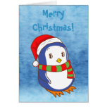 Pingüino lindo de Santa del dibujo animado de las  Tarjeton