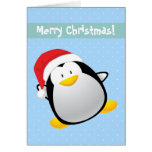 Pingüino lindo de Santa del dibujo animado de las  Tarjeton
