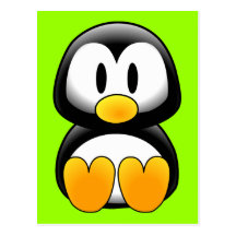 Pingüino lindo del dibujo animado del bebé postal