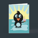 Pingüino lindo que se coloca en el hielo tarjetas
