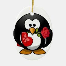 Pingüino precioso de la tarjeta del día de San Val Ornamento Para Arbol De Navidad