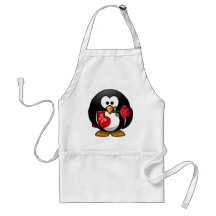 Pingüino precioso de la tarjeta del día de San Val Delantal