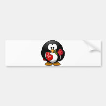 Pingüino precioso de la tarjeta del día de San Val Etiqueta De Parachoque