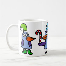 Pingüino que comparte el caramelo taza