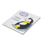 pingüino que soña sobre los pescados tiile azulejos
