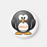 Pingüino redondo amistoso lindo del dibujo animado iman de frigorífico