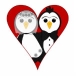 Pingüinos casados del corazón esculturas fotograficas