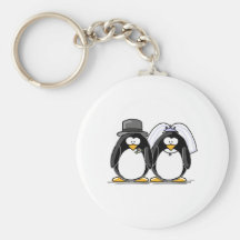 Pingüinos de novia y del novio llaveros personalizados
