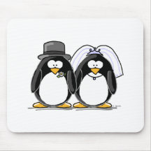 Pingüinos de novia y del novio tapetes de ratón