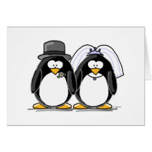 Pingüinos de novia y del novio tarjetas