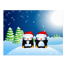 Pingüinos del navidad postal