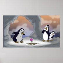 Pingüinos en la primavera poster