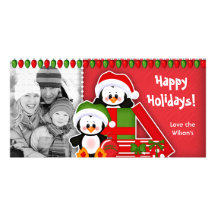 Pingüinos lindos de la tarjeta de la foto del navi tarjetas con fotos personalizadas