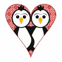 Pingüinos lindos del corazón del cordón esculturas fotograficas