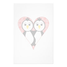 Pingüinos lindos del corazón del cordón  papeleria