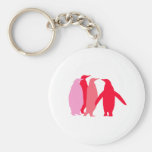 Pingüinos rosados y rojos llaveros