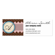 Pink and chocolate monogram tarjetas de visita