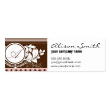 Pink and chocolate victorian monogram tarjeta de visita